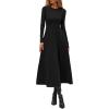 image:imagePRETTYGARDEN Cocktail Dresses for Women 2026 Elegant Classy Fall Long Sleeve Midi A Line Flowy Modest Winter Party DressBlack