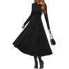image:imagePRETTYGARDEN Cocktail Dresses for Women 2026 Elegant Classy Fall Long Sleeve Midi A Line Flowy Modest Winter Party DressBlack
