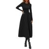 image:imagePRETTYGARDEN Cocktail Dresses for Women 2026 Elegant Classy Fall Long Sleeve Midi A Line Flowy Modest Winter Party DressBlack