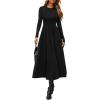 image:imagePRETTYGARDEN Cocktail Dresses for Women 2026 Elegant Classy Fall Long Sleeve Midi A Line Flowy Modest Winter Party DressBlack