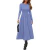 image:imagePRETTYGARDEN Cocktail Dresses for Women 2026 Elegant Classy Fall Long Sleeve Midi A Line Flowy Modest Winter Party DressBlue