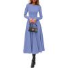 image:imagePRETTYGARDEN Cocktail Dresses for Women 2026 Elegant Classy Fall Long Sleeve Midi A Line Flowy Modest Winter Party DressBlue