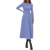 image:imagePRETTYGARDEN Cocktail Dresses for Women 2026 Elegant Classy Fall Long Sleeve Midi A Line Flowy Modest Winter Party DressBlue
