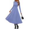 image:imagePRETTYGARDEN Cocktail Dresses for Women 2026 Elegant Classy Fall Long Sleeve Midi A Line Flowy Modest Winter Party DressBlue
