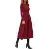 image:imagePRETTYGARDEN Cocktail Dresses for Women 2026 Elegant Classy Fall Long Sleeve Midi A Line Flowy Modest Winter Party DressBurgundy