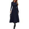 image:imagePRETTYGARDEN Cocktail Dresses for Women 2026 Elegant Classy Fall Long Sleeve Midi A Line Flowy Modest Winter Party DressDark Blue