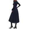 image:imagePRETTYGARDEN Cocktail Dresses for Women 2026 Elegant Classy Fall Long Sleeve Midi A Line Flowy Modest Winter Party DressDark Blue