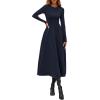image:imagePRETTYGARDEN Cocktail Dresses for Women 2026 Elegant Classy Fall Long Sleeve Midi A Line Flowy Modest Winter Party DressDark Blue