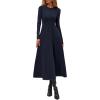 image:imagePRETTYGARDEN Cocktail Dresses for Women 2026 Elegant Classy Fall Long Sleeve Midi A Line Flowy Modest Winter Party DressDark Blue