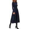 image:imagePRETTYGARDEN Cocktail Dresses for Women 2026 Elegant Classy Fall Long Sleeve Midi A Line Flowy Modest Winter Party DressDark Blue