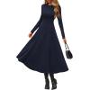 image:imagePRETTYGARDEN Cocktail Dresses for Women 2026 Elegant Classy Fall Long Sleeve Midi A Line Flowy Modest Winter Party DressDark Blue