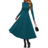 image:imagePRETTYGARDEN Cocktail Dresses for Women 2026 Elegant Classy Fall Long Sleeve Midi A Line Flowy Modest Winter Party DressDark Cyan
