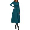 image:imagePRETTYGARDEN Cocktail Dresses for Women 2026 Elegant Classy Fall Long Sleeve Midi A Line Flowy Modest Winter Party DressDark Cyan