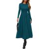 image:imagePRETTYGARDEN Cocktail Dresses for Women 2026 Elegant Classy Fall Long Sleeve Midi A Line Flowy Modest Winter Party DressDark Cyan