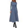 image:imagePRETTYGARDEN Cocktail Dresses for Women 2026 Elegant Classy Fall Long Sleeve Midi A Line Flowy Modest Winter Party DressDusty Blue