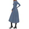 image:imagePRETTYGARDEN Cocktail Dresses for Women 2026 Elegant Classy Fall Long Sleeve Midi A Line Flowy Modest Winter Party DressDusty Blue