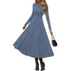 image:imagePRETTYGARDEN Cocktail Dresses for Women 2026 Elegant Classy Fall Long Sleeve Midi A Line Flowy Modest Winter Party DressDusty Blue