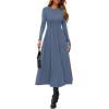image:imagePRETTYGARDEN Cocktail Dresses for Women 2026 Elegant Classy Fall Long Sleeve Midi A Line Flowy Modest Winter Party DressDusty Blue