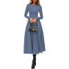 image:imagePRETTYGARDEN Cocktail Dresses for Women 2026 Elegant Classy Fall Long Sleeve Midi A Line Flowy Modest Winter Party DressDusty Blue