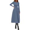 image:imagePRETTYGARDEN Cocktail Dresses for Women 2026 Elegant Classy Fall Long Sleeve Midi A Line Flowy Modest Winter Party DressDusty Blue