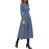image:imagePRETTYGARDEN Cocktail Dresses for Women 2026 Elegant Classy Fall Long Sleeve Midi A Line Flowy Modest Winter Party DressDusty Blue