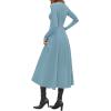 image:imagePRETTYGARDEN Cocktail Dresses for Women 2026 Elegant Classy Fall Long Sleeve Midi A Line Flowy Modest Winter Party DressGrey Green
