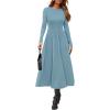 image:imagePRETTYGARDEN Cocktail Dresses for Women 2026 Elegant Classy Fall Long Sleeve Midi A Line Flowy Modest Winter Party DressGrey Green