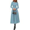 image:imagePRETTYGARDEN Cocktail Dresses for Women 2026 Elegant Classy Fall Long Sleeve Midi A Line Flowy Modest Winter Party DressGrey Green