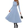 image:imagePRETTYGARDEN Cocktail Dresses for Women 2026 Elegant Classy Fall Long Sleeve Midi A Line Flowy Modest Winter Party DressLight Blue