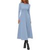 image:imagePRETTYGARDEN Cocktail Dresses for Women 2026 Elegant Classy Fall Long Sleeve Midi A Line Flowy Modest Winter Party DressLight Blue