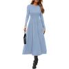 image:imagePRETTYGARDEN Cocktail Dresses for Women 2026 Elegant Classy Fall Long Sleeve Midi A Line Flowy Modest Winter Party DressLight Blue