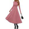 image:imagePRETTYGARDEN Cocktail Dresses for Women 2026 Elegant Classy Fall Long Sleeve Midi A Line Flowy Modest Winter Party DressPink