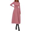 image:imagePRETTYGARDEN Cocktail Dresses for Women 2026 Elegant Classy Fall Long Sleeve Midi A Line Flowy Modest Winter Party DressPink