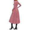image:imagePRETTYGARDEN Cocktail Dresses for Women 2026 Elegant Classy Fall Long Sleeve Midi A Line Flowy Modest Winter Party DressPink