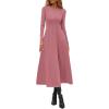 image:imagePRETTYGARDEN Cocktail Dresses for Women 2026 Elegant Classy Fall Long Sleeve Midi A Line Flowy Modest Winter Party DressPink