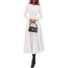image:imagePRETTYGARDEN Cocktail Dresses for Women 2026 Elegant Classy Fall Long Sleeve Midi A Line Flowy Modest Winter Party DressWhite