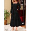 image:imagePRETTYGARDEN Spring Dresses for Women 2026 Casual Long Sleeve Smocked Ruffle Flowy Elegant Wedding Guest Maxi Dress PocketsBlack