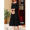 image:imagePRETTYGARDEN Spring Dresses for Women 2026 Casual Long Sleeve Smocked Ruffle Flowy Elegant Wedding Guest Maxi Dress PocketsBlack