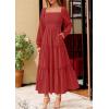 image:imagePRETTYGARDEN Spring Dresses for Women 2026 Casual Long Sleeve Smocked Ruffle Flowy Elegant Wedding Guest Maxi Dress PocketsRed