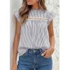 image:imagePRETTYGARDEN Striped Shirt Womens Summer Tops 2026 Spring Business Casual Work Dressy Crochet Lace Ruffle Cap Sleeve BlouseNavy Blue Striped