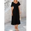 image:imagePRETTYGARDEN Summer Dress for Women 2026 Casual Short Sleeve Bow Tie V Neck Ruffle Midi Flowy DressesBlack