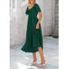 image:imagePRETTYGARDEN Summer Dress for Women 2026 Casual Short Sleeve Bow Tie V Neck Ruffle Midi Flowy DressesDark Green