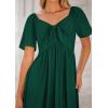 image:imagePRETTYGARDEN Summer Dress for Women 2026 Casual Short Sleeve Bow Tie V Neck Ruffle Midi Flowy DressesDark Green