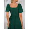 image:imagePRETTYGARDEN Summer Dress for Women 2026 Casual Short Sleeve Bow Tie V Neck Ruffle Midi Flowy DressesDark Green