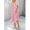 image:imagePRETTYGARDEN Summer Dress for Women 2026 Casual Short Sleeve Bow Tie V Neck Ruffle Midi Flowy DressesLight Pink