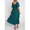 image:imagePRETTYGARDEN Summer Dress for Women 2026 Casual Short Sleeve Bow Tie V Neck Ruffle Midi Flowy DressesMalachite Green