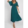 image:imagePRETTYGARDEN Summer Dress for Women 2026 Casual Short Sleeve Bow Tie V Neck Ruffle Midi Flowy DressesMalachite Green