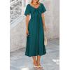 image:imagePRETTYGARDEN Summer Dress for Women 2026 Casual Short Sleeve Bow Tie V Neck Ruffle Midi Flowy DressesMalachite Green