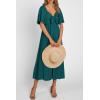 image:imagePRETTYGARDEN Summer Dress for Women 2026 Casual Short Sleeve Bow Tie V Neck Ruffle Midi Flowy DressesMalachite Green