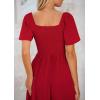 image:imagePRETTYGARDEN Summer Dress for Women 2026 Casual Short Sleeve Bow Tie V Neck Ruffle Midi Flowy DressesRed